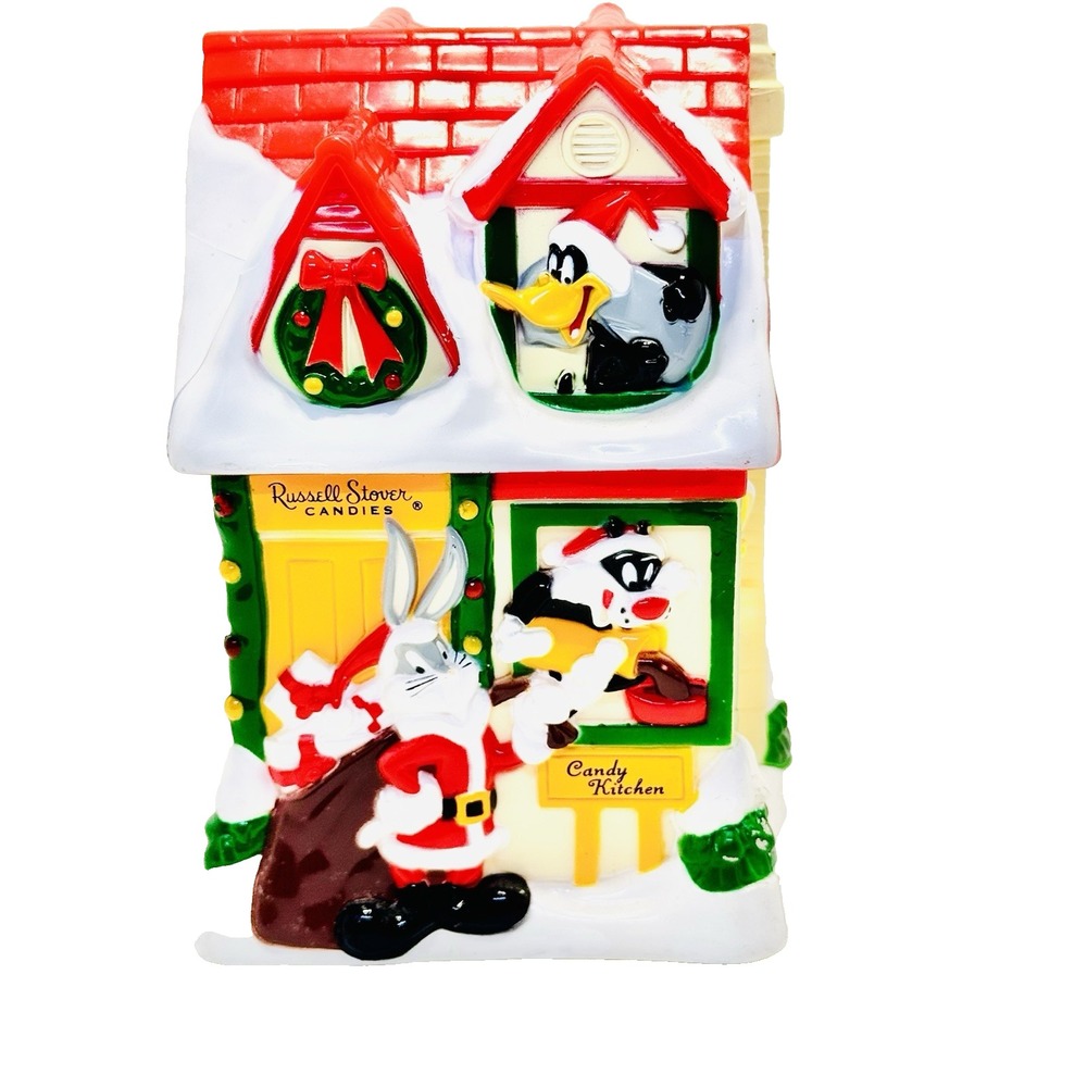 VTG 1997 Looney Tunes Christmas House Coin Bank Russell Stover Retro